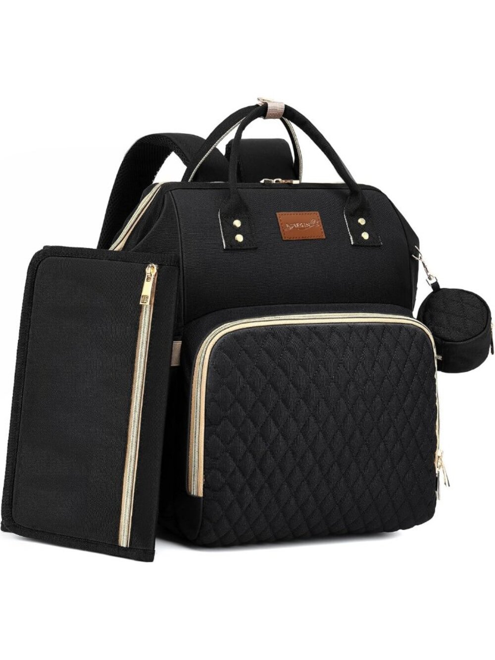 Stylish Waterproof Diaper Bag Backpack with Changing Pad & Pacifier Case - Large